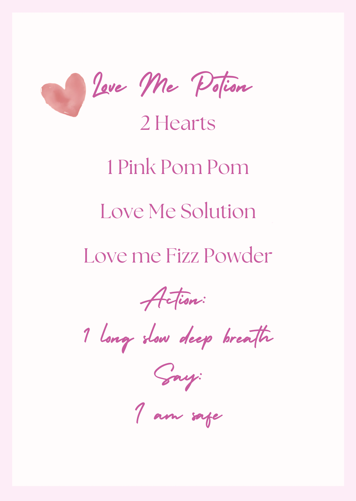 Valentine Potion Recipe Cards