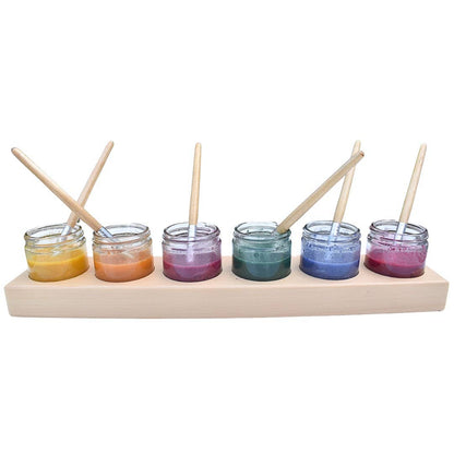 Wooden Paint Pot Holder with Glass Jars (60ml)